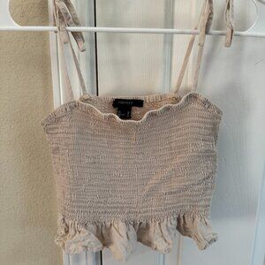Tan Cropped Ruffle Top
